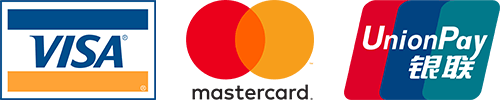 Pay with VISA, Mastercard and Union Pay